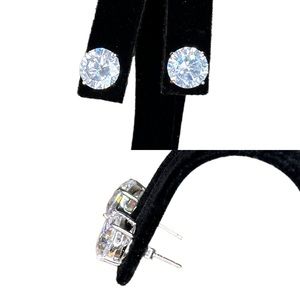 Sterling Silver 925 Marked Round Cubic Zirconia Round Cut Stud Earrings